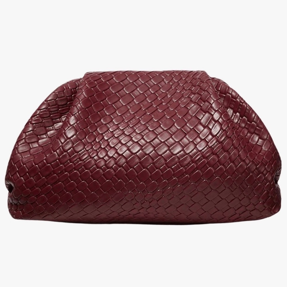 Elegant Burgundy Woven Clutch